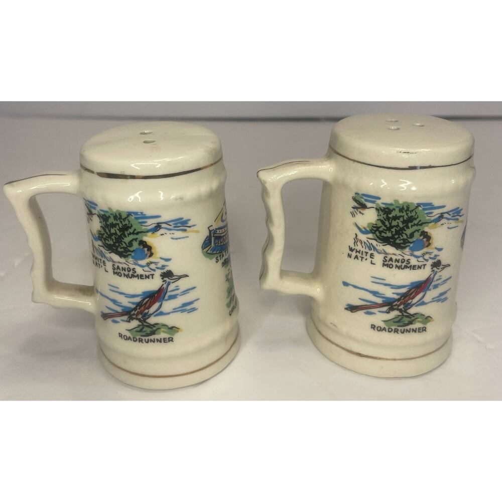Vintage New Mexico Land of Enchantment Salt & Pepper Shakers Roadrunners